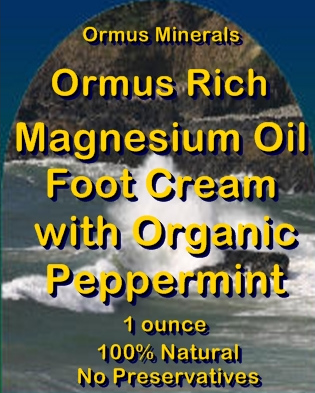 Ormus Minerals -Ormus Rich Magnesium Oil Foot Cream with Organic Peppermint Ormus Minerals -Ormus Rich Magnesium Oil Foot Cream with Organic Peppermint