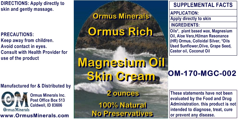 Ormus Minerals Ormus Rich Magnesium Oil Skin Cream Ormus Minerals Ormus Rich Magnesium Oil Skin Cream